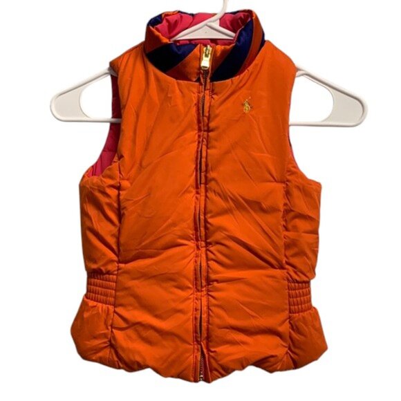 Ralph Lauren Kids Reversible Puffer Vest Size 5 Orange Pink Winter Zip Up Jacket - Picture 1 of 13